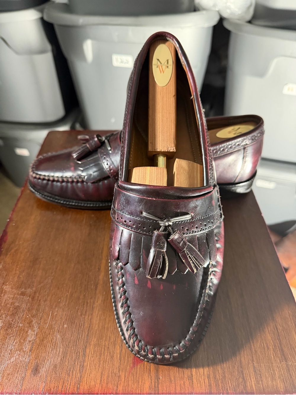 Men's BASS NELSON burgundy Tassel Loafers in Burgundy - Classic Leather Slip-On